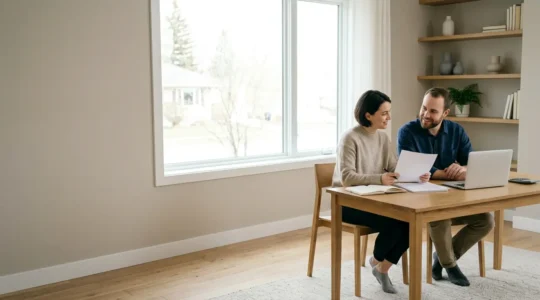 Scène représentant la constitution d'un apport personnel pour un achat immobilier grâce à l'épargne et à la famille