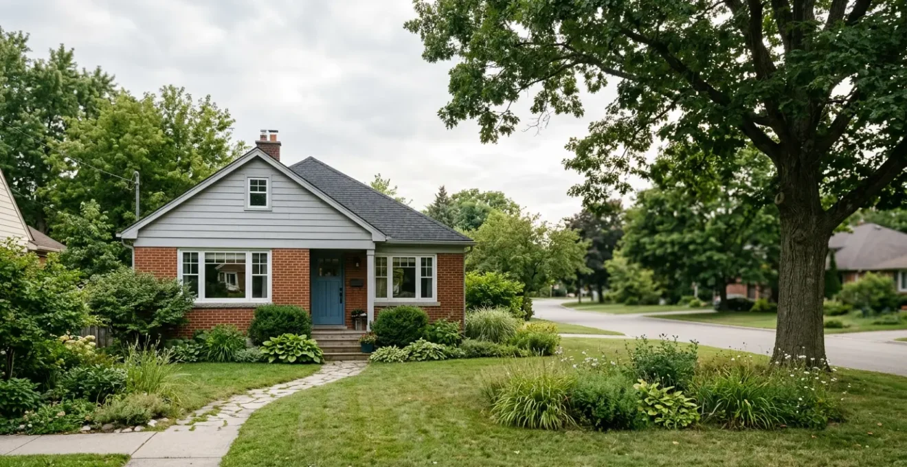 Vue d'une maison familiale avec un environnement serein symbolisant la protection du logement