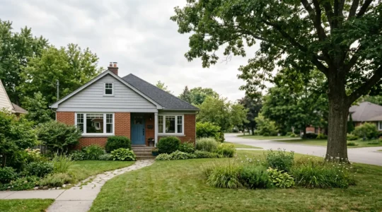 Vue d'une maison familiale avec un environnement serein symbolisant la protection du logement