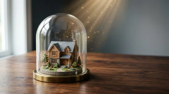 Métaphore visuelle de protection financière pour transmission patrimoniale en assurance vie