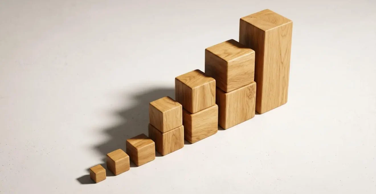 Représentation visuelle abstraite de la croissance exponentielle de l'épargne dans le temps grâce aux intérêts composés